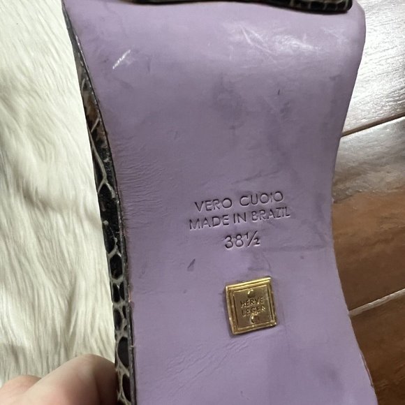 Herve Leger‎ Size 38.5 Crocodile Embossed Print Leather Booties Boots - Picture 12 of 12